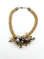 Vintage Mixed Media Nautical Rope Statement Necklace