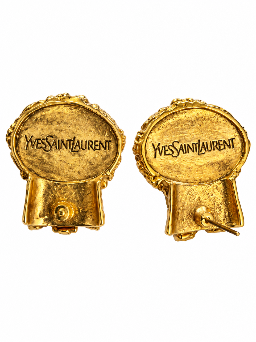 Vintage Yves Saint Laurent Turquoise Cabochon Sculptural Earrings