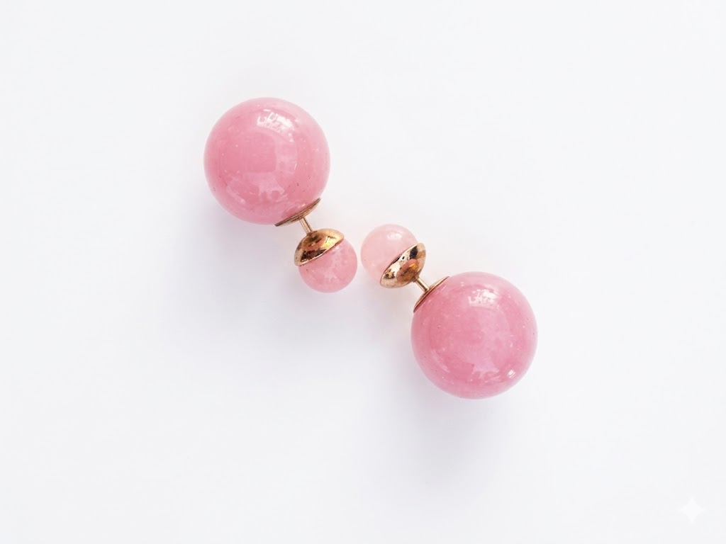Vintage Dior Pink Tribal Double Ball Earrings