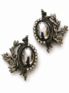 Vintage Baroque Silver Cabochon Statement Earrings