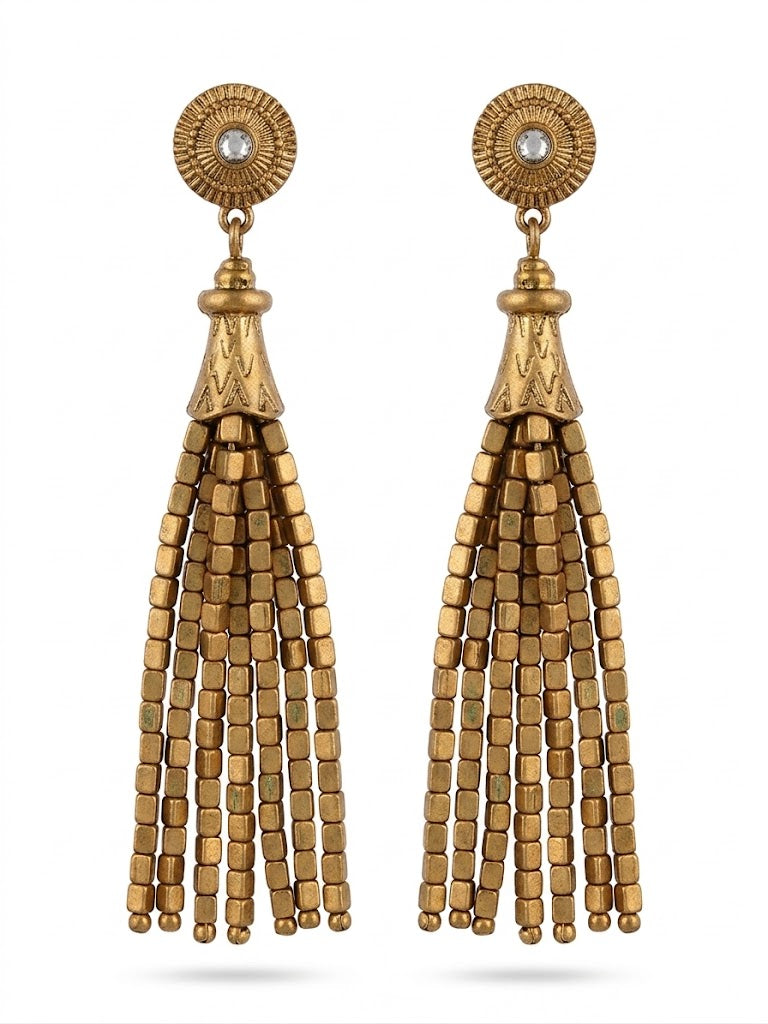 Vintage Art Deco Inspired Tassel Drop Statement Earring