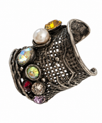 Vintage Sterling Silver Jeweled Mesh Ring