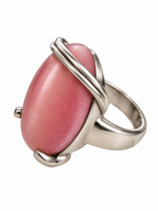 Vintage Modernist Pink Opaline Sculptural Ring