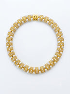 Vintage Art Deco Revival Faux Pearl Crystal Collar Necklace