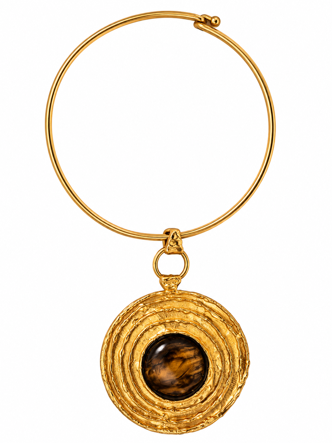 Vintage Dolce Vita Gold Plated Agate Medallion Necklace