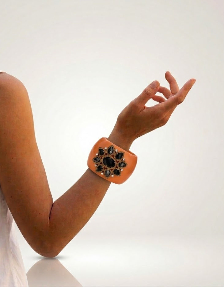 Vintage Roberto Cavalli Jeweled Resin Cuff Bracelet