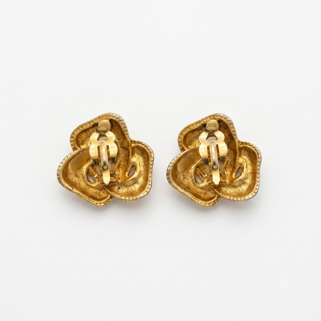 Vintage Knot Motif Gold Plated Clip On Earrings