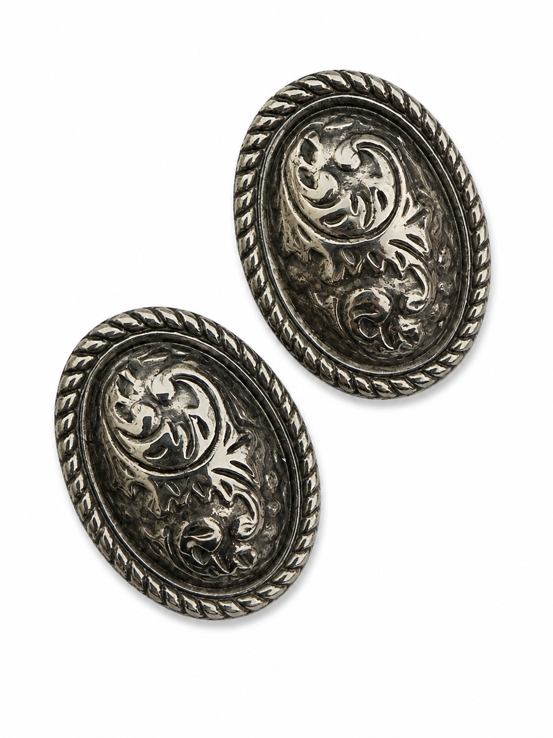 Vintage Baroque Inspired Engraved Clip-On Earrings