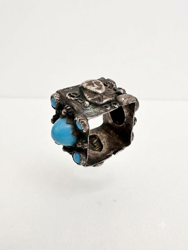 Vintage Egyptian Revival Turquoise Statement Ring