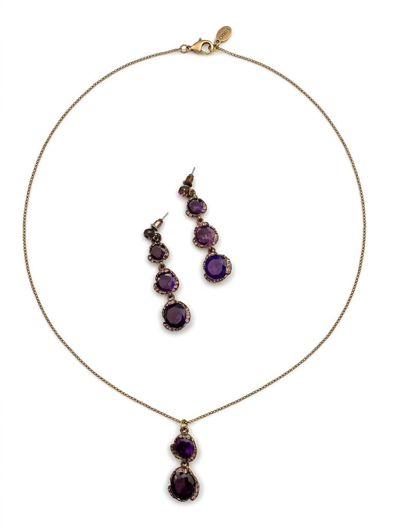 Vintage Purple Crystal Jewelry Set
