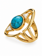 Vintage Turquoise Geometric Openwork Ring