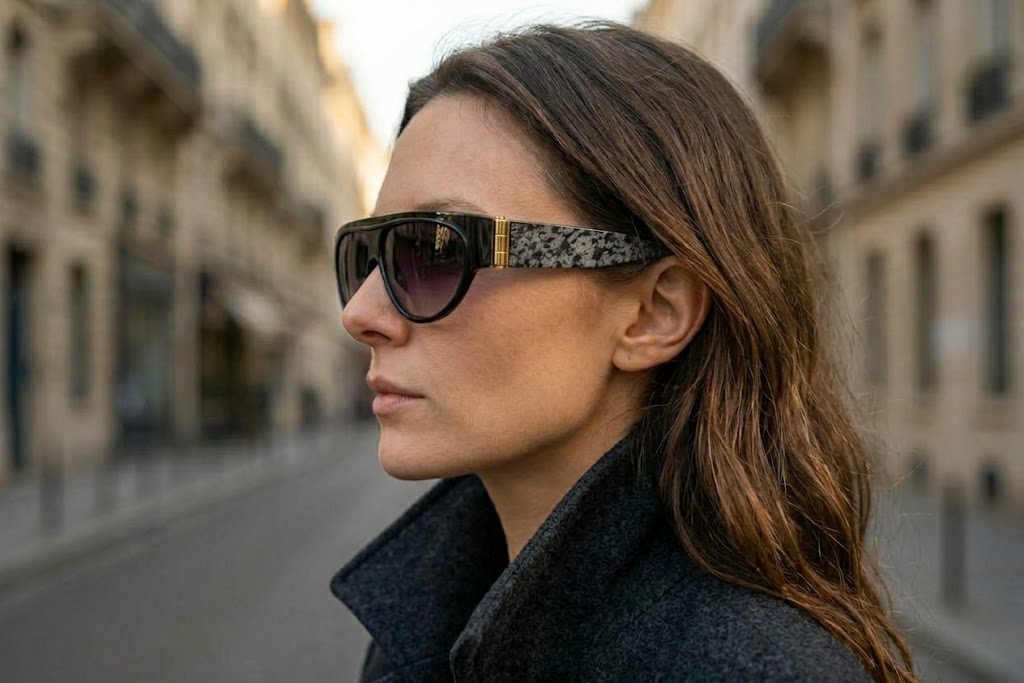 Vintage Yves Saint Laurent Cassandre Marbled Wraparound Sunglasses