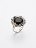 Vintage Floral Black Stone Statement Ring