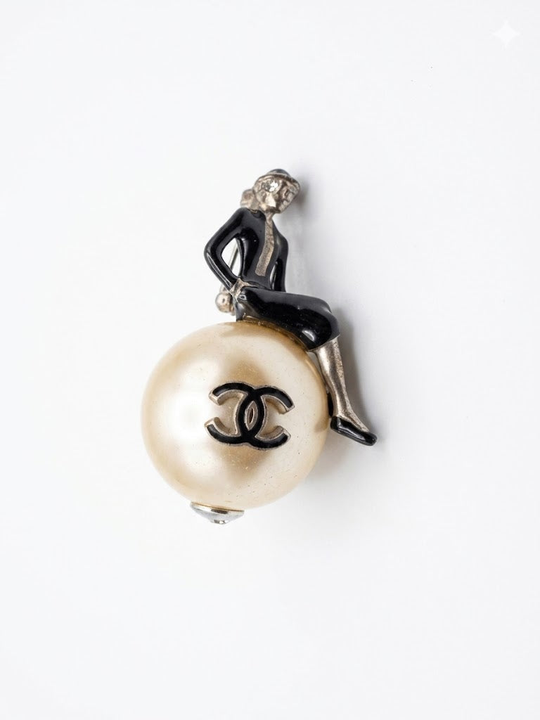 Chanel CC Mademoiselle Silver-Plated Brooch