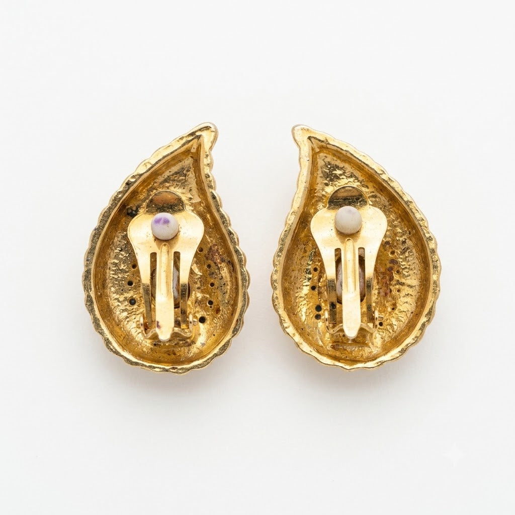 Vintage Crystal Teardrop Statement Clip On Earrings