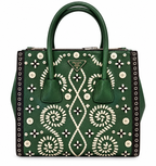 Prada Saffiano Leather Embroidered Twin Pocket Double Handle Tote Bag