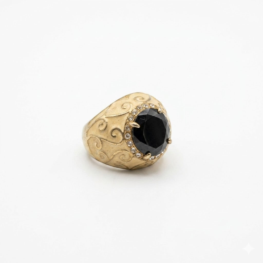 Vintage Gold Plated Dark Purple Stone Cocktail Ring