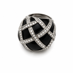 Vintage Black and Crystal Dome Statement Ring