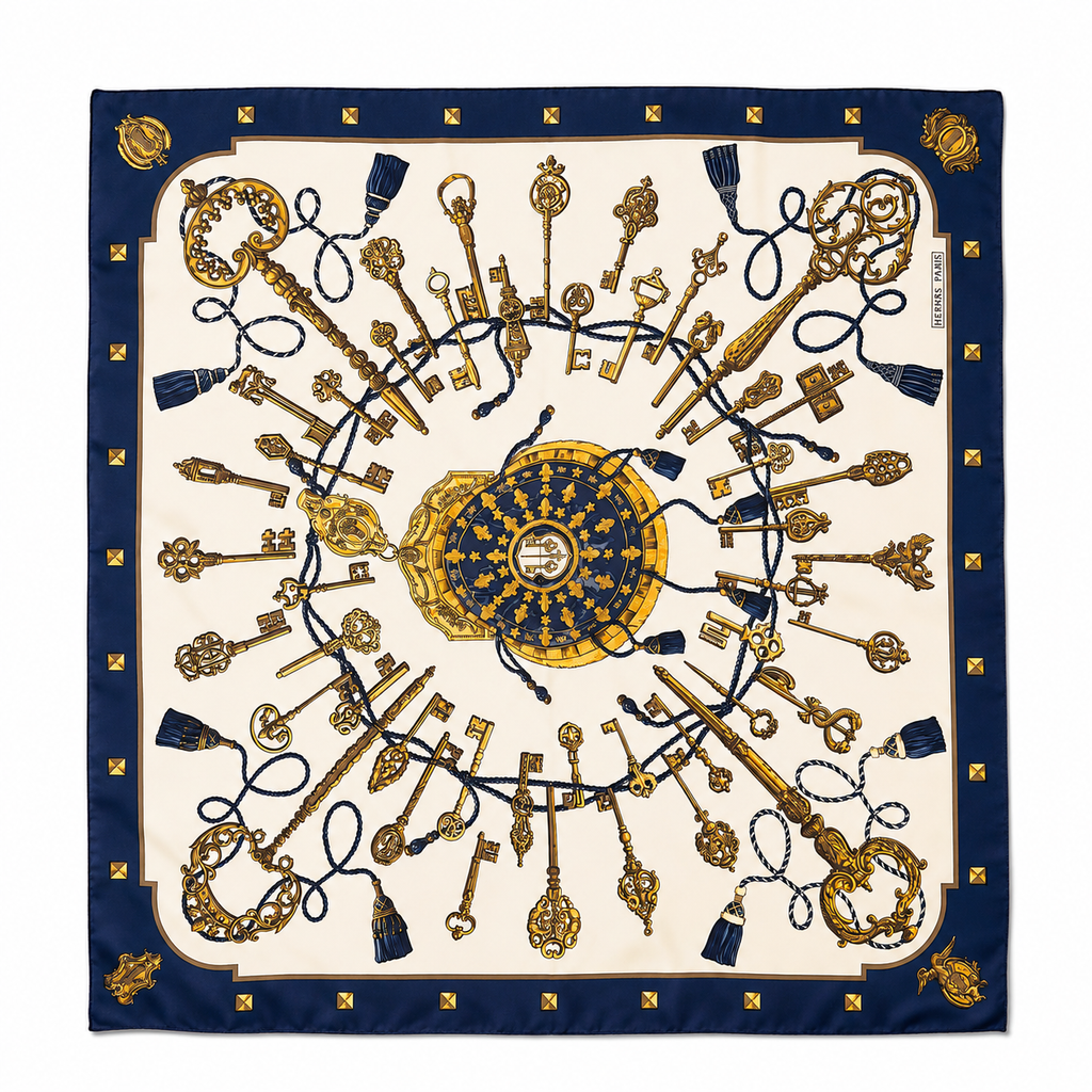 Vintage Hermès “Les Clés” Carré 90 Silk Scarf