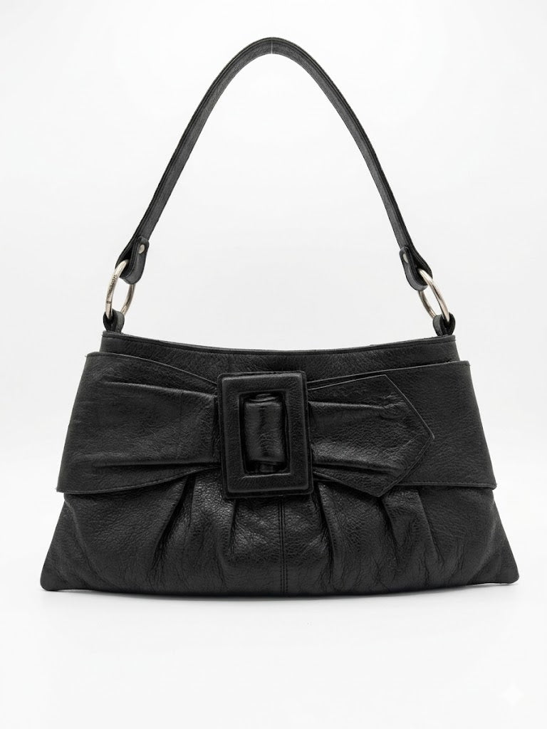 Ollie & Nic Black Leather Bow Shoulder Bag