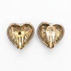 Vintage Marbled Turquoise Heart Gold Plated Clip-On Earrings