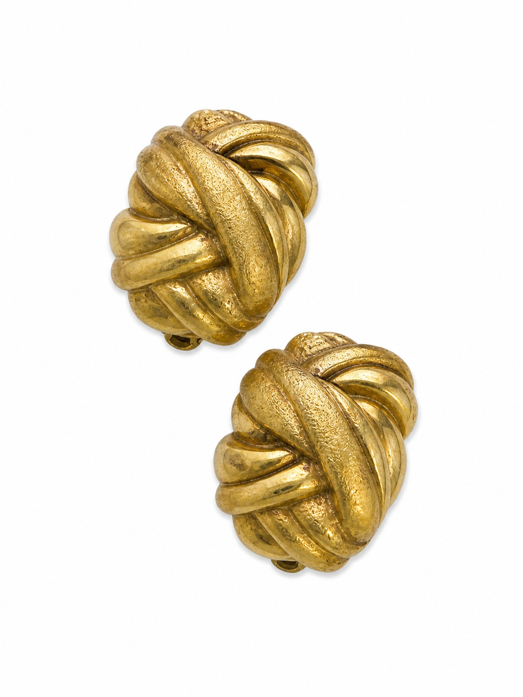 Vintage Sculptural Gold Plated Clip-On Earrings