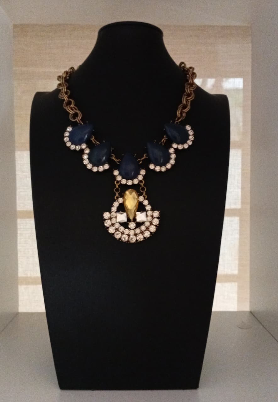 Vintage Crystal and Blue Stone Necklace