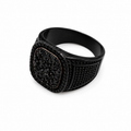 Modernist Black Pave Signet Ring Industrial Matte Finish