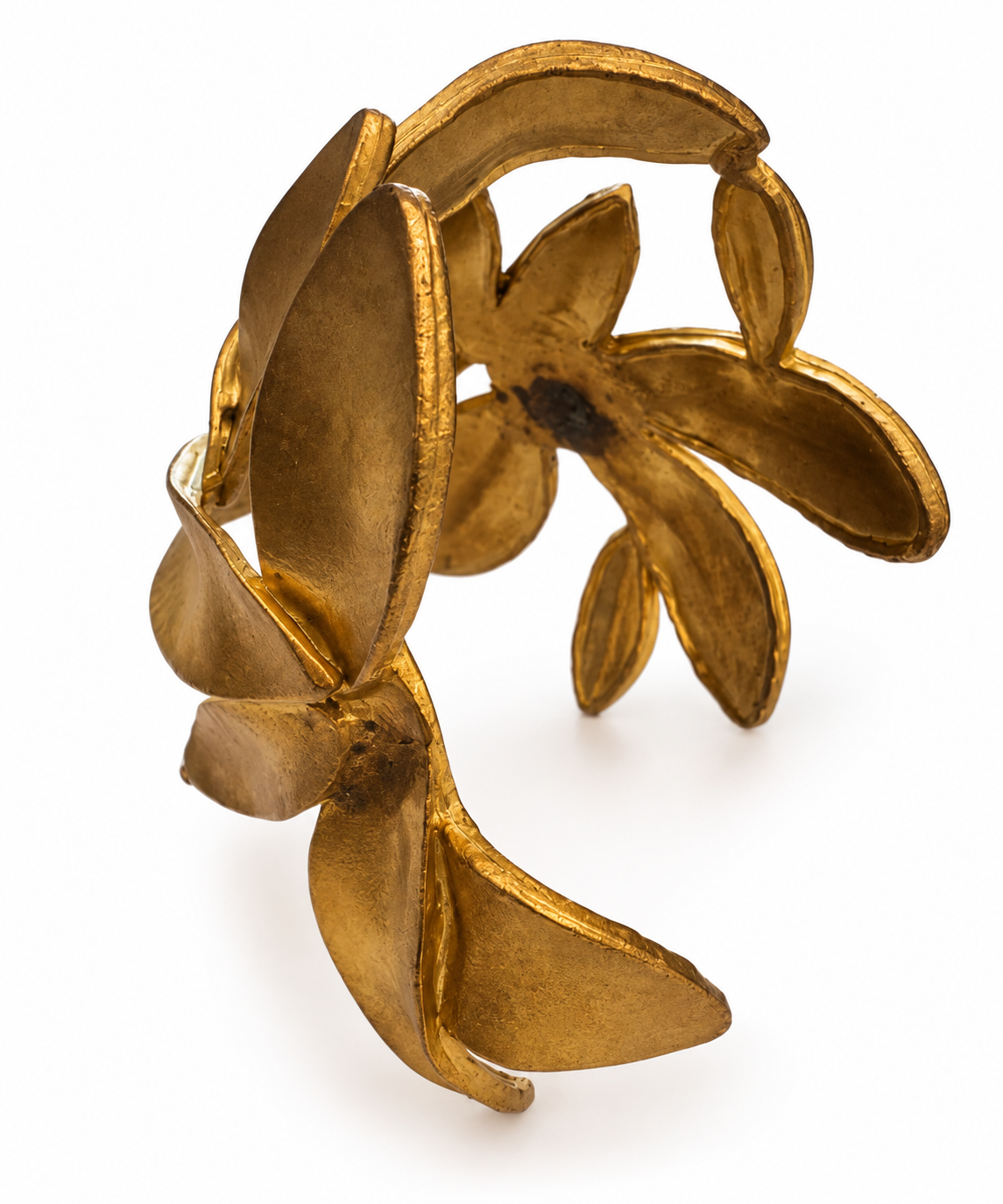 Vintage Greek Laurel Leaf Gold Plated Cuff Bracelet