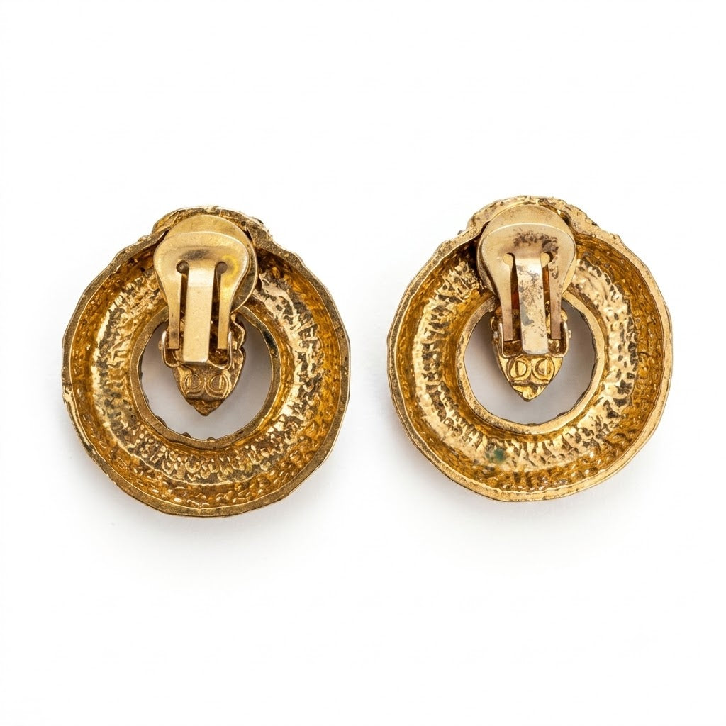 Vintage De Luigoro Enamel Snake Serpent Clip On Earrings