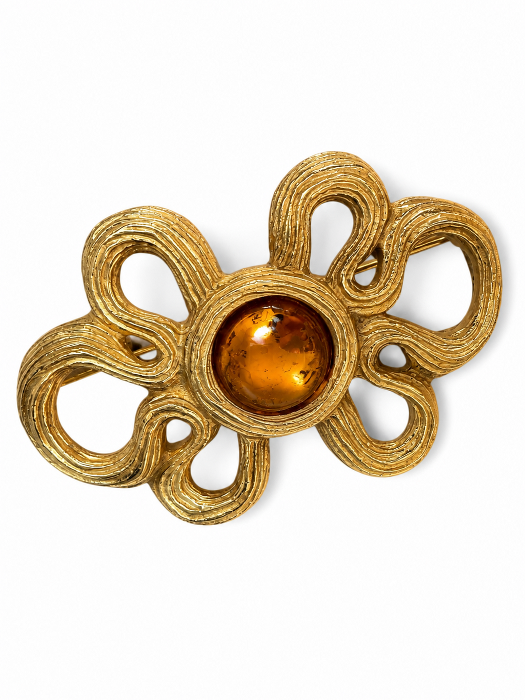 Vintage Givenchy Sculptural Amber Cabochon Brooch