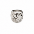 Modernist Stainless Steel Star Dome Ring Enameled Geometric Band