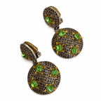 Vintage DeLuigoro Celestial Crystal Disc Clip On Earrings