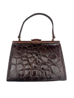 Vintage Crocodile Skin Embossed Handbag