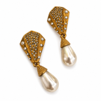 Vintage Art Deco Pearl Drop Clip On Earrings