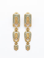 Vintage Art Nouveau Enamel Drop Clip On Earrings