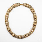 Vintage 1980s Gold Tone Pearl Link Necklace