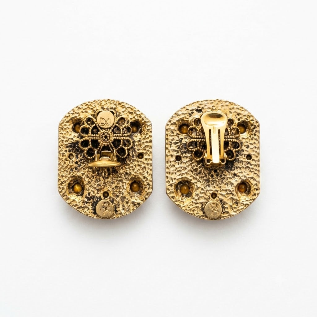 Vintage DeLuigoro Crystal Statement Clip On Earrings