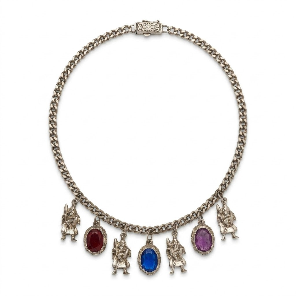 Vintage Medieval Knight Charm Statement Necklace