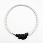 Vintage Beaded Necklace with Sculptural Black Center