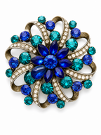 Vintage Blue Rhinestone Statement Brooch