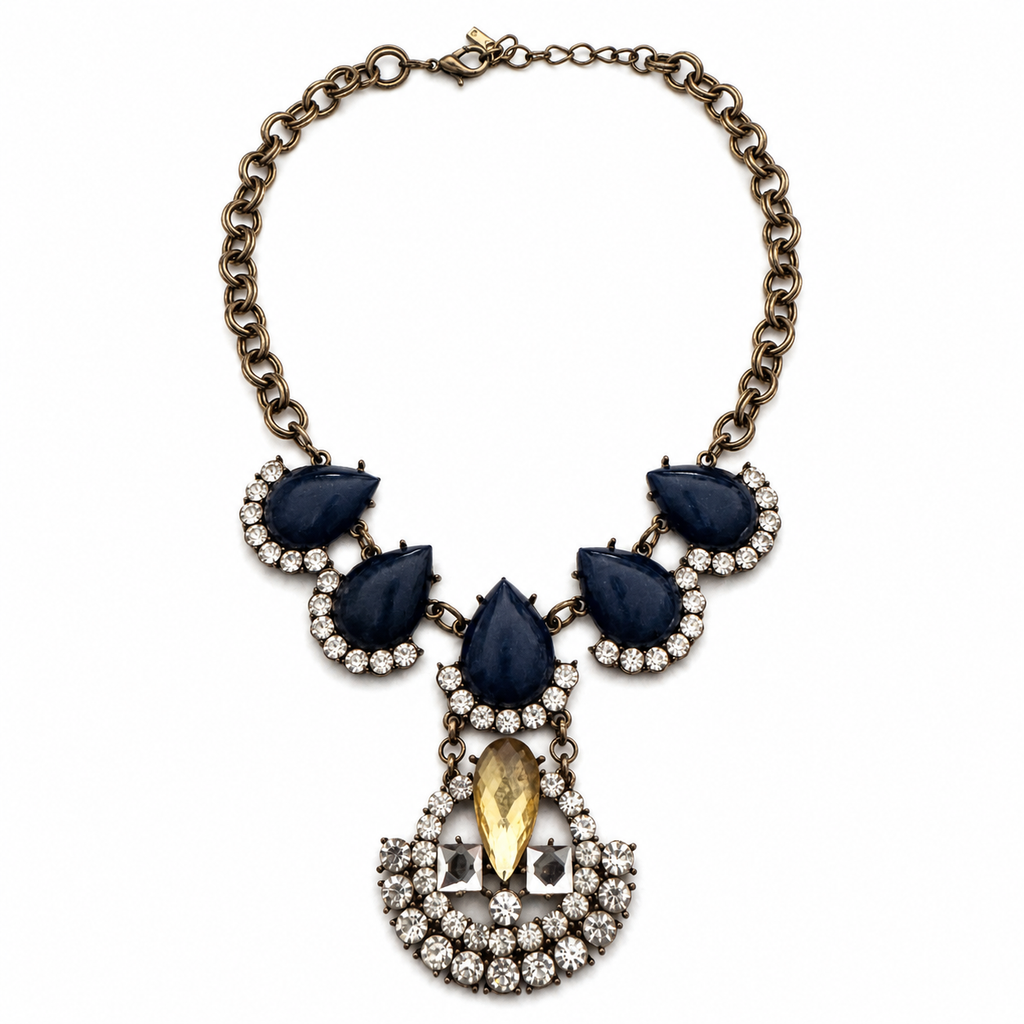 Vintage Crystal and Blue Stone Necklace