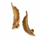 Vintage Gold Tone Feather Ear Cuff Earrings