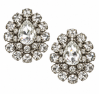 Vintage Crystal Teardrop Cluster Clip-On Earrings
