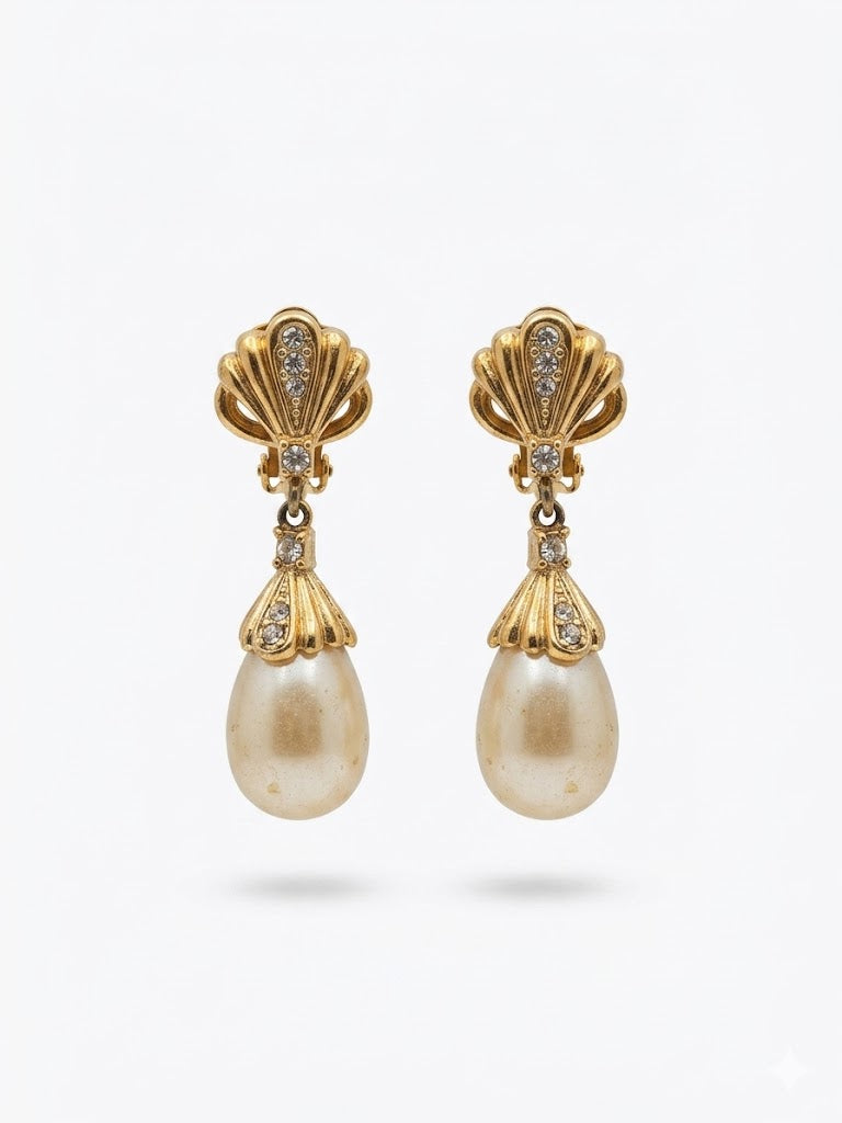Vintage Nina Ricci Pearl Drop Necklace and Earrings Set