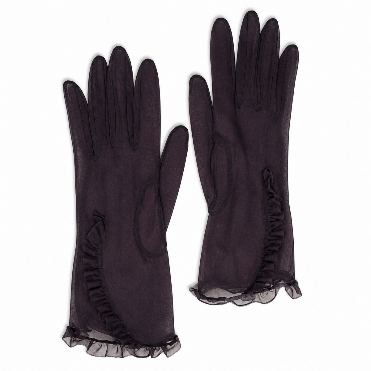 Vintage 1960s Sheer Purple Ruffle Gloves