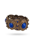 Vintage Byzantine Revival Blue Cabochon Panel Bracelet