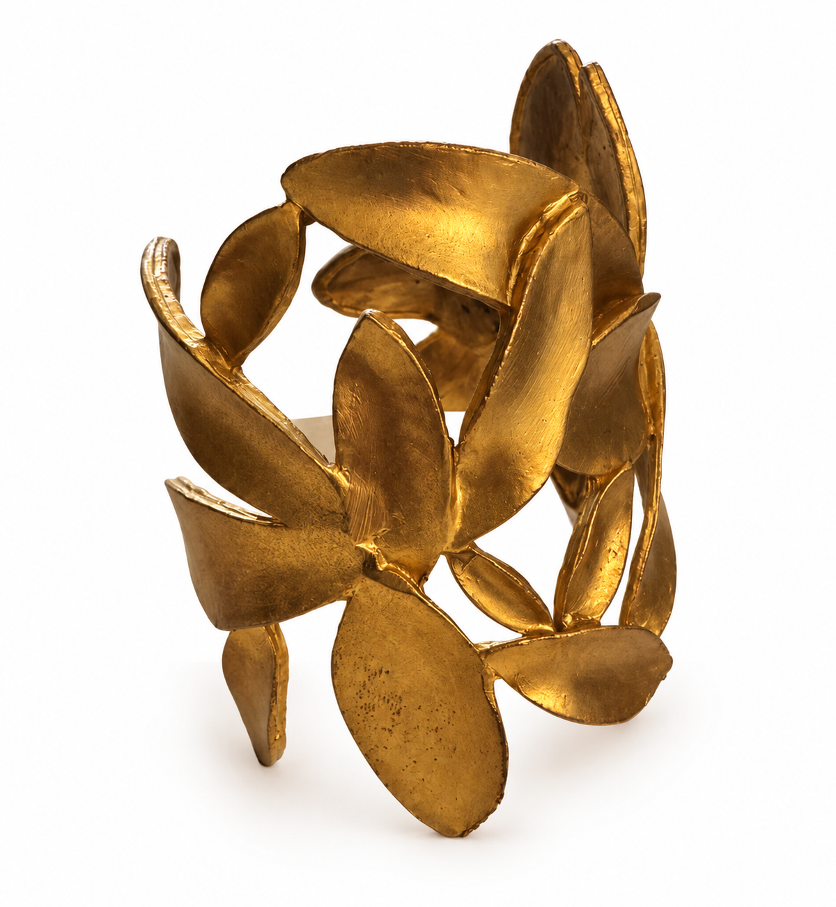 Vintage Greek Laurel Leaf Gold Plated Cuff Bracelet