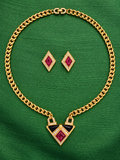 Vintage Christian Dior Art Deco Jewel Necklace & Earrings Set