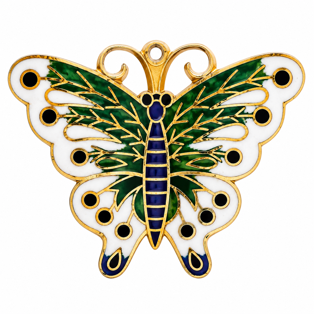 Vintage Cloisonné Butterfly Enamel Brooch